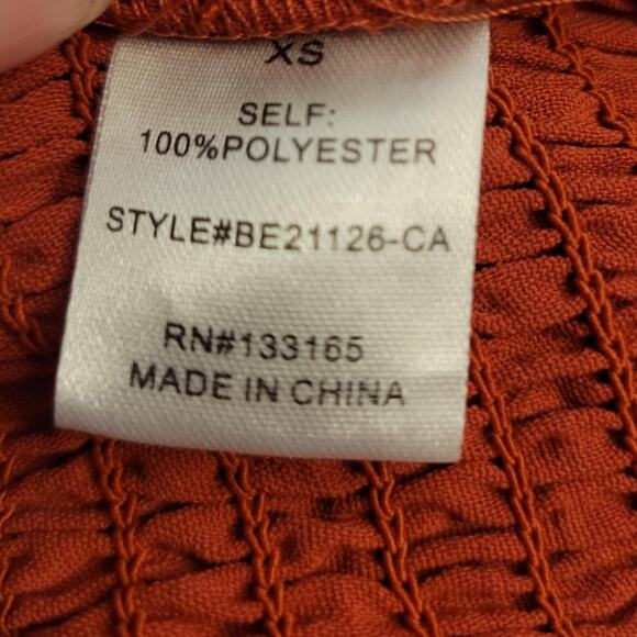 Rust Surplice Neckline Ruffle Sleeve Smocked Waist Blouse Fairy Core Boho Sz XS - Picture 7 of 7